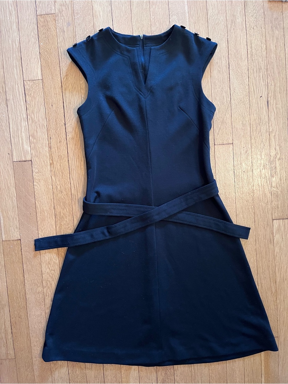 Vintage Black Sleeveless Belted Dress